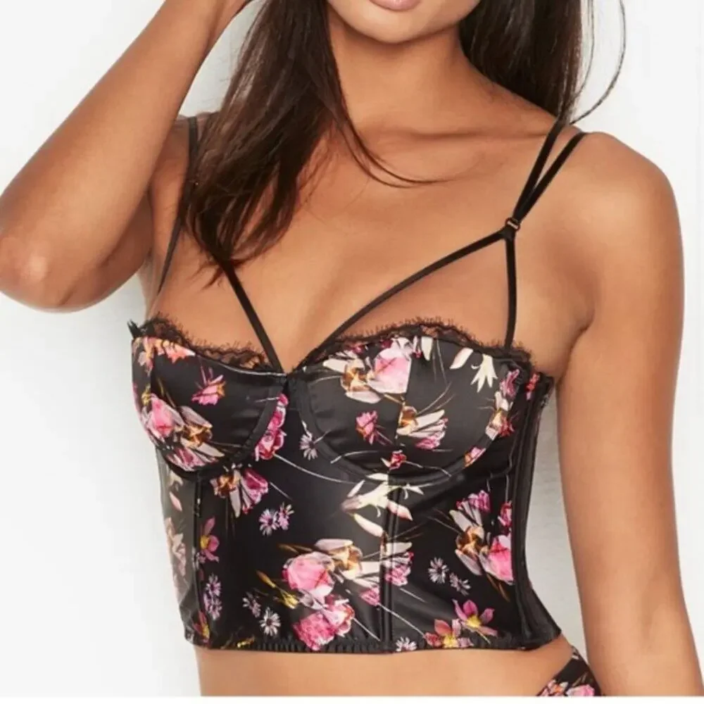 NWT Victoria's Secret Very Sexy Lightly‎ Lined Floral Bustier Size 34C